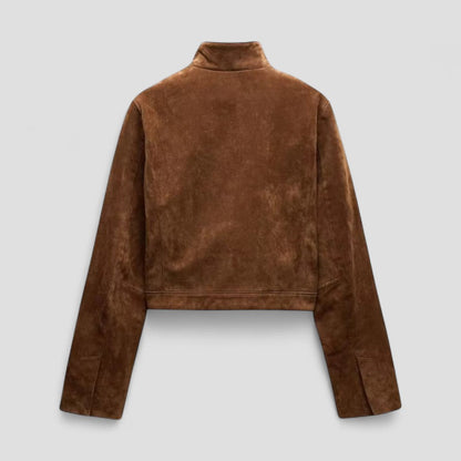 Soft Faux Leather Short Zip Jacket