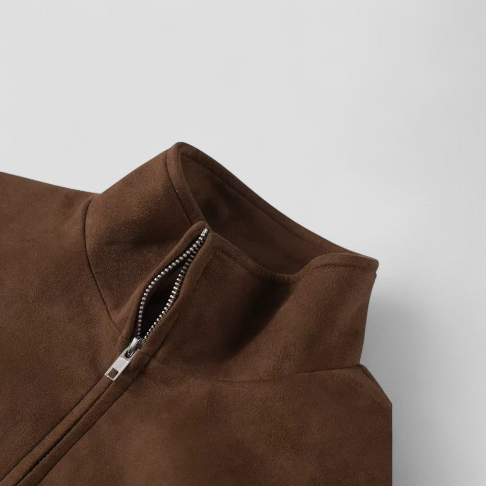 Soft Faux Leather Short Zip Jacket