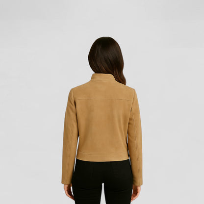 Soft Faux Leather Short Zip Jacket