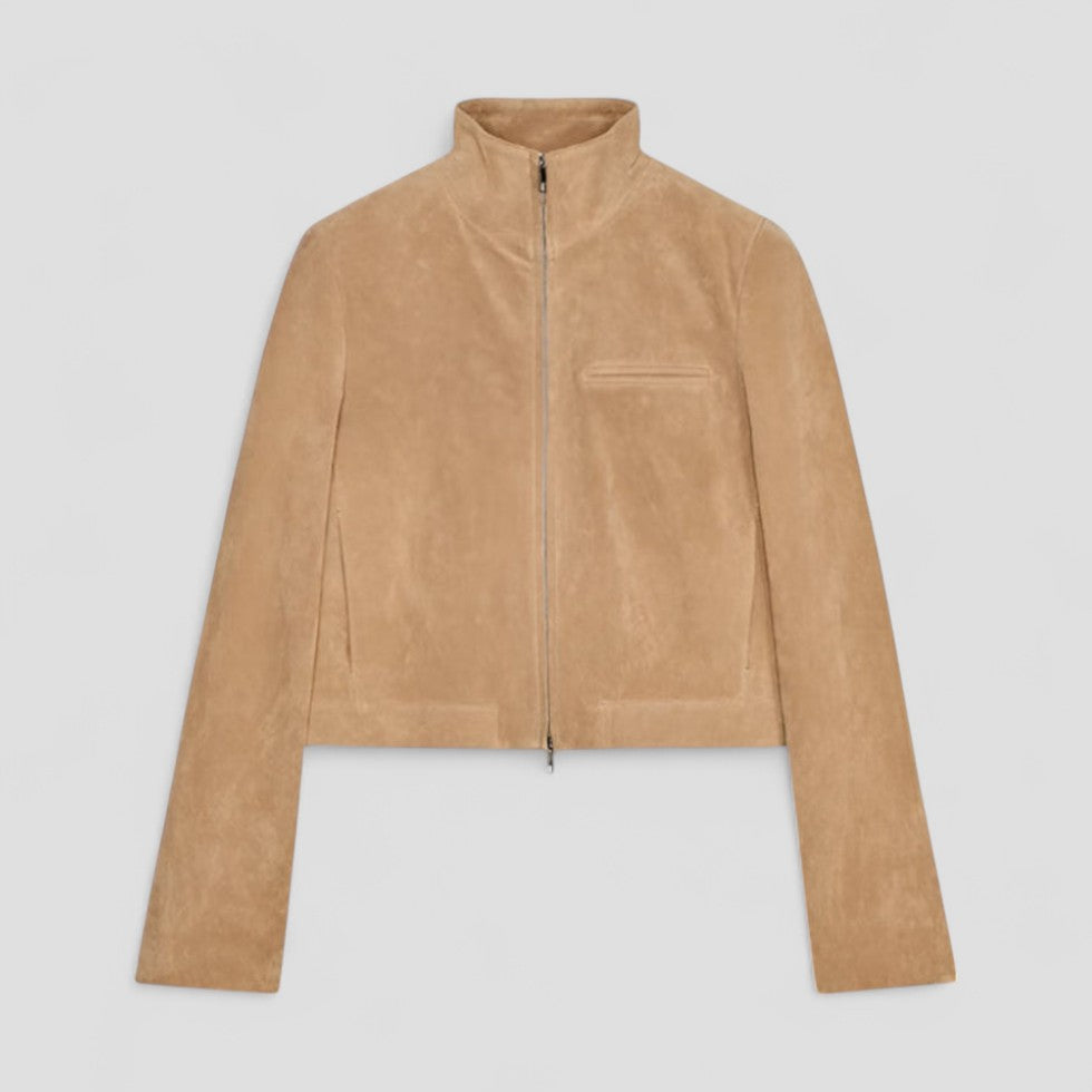 Soft Faux Leather Short Zip Jacket