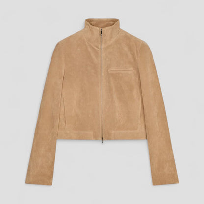 Soft Faux Leather Short Zip Jacket