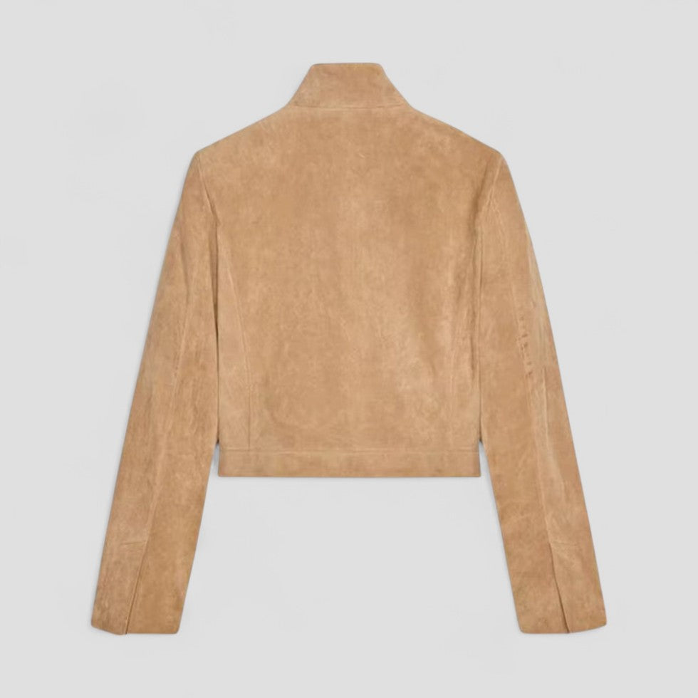 Soft Faux Leather Short Zip Jacket