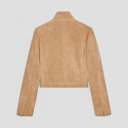 Soft Faux Leather Short Zip Jacket