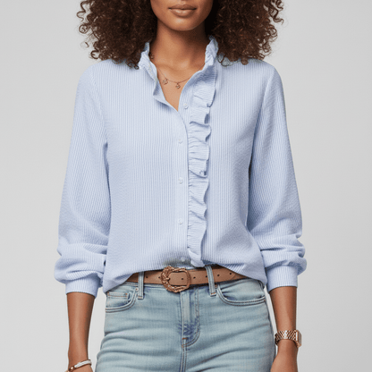 Feminine Gathering Detail Women's Long Sleeve Top