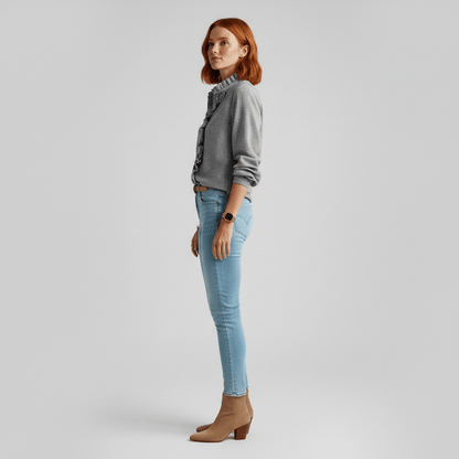 Feminine Gathering Detail Women's Long Sleeve Top