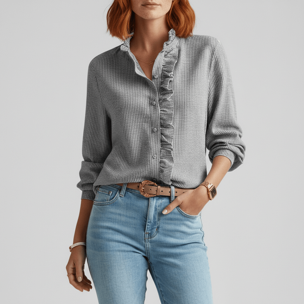 Feminine Gathering Detail Women's Long Sleeve Top