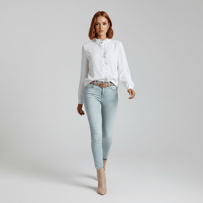 Feminine Gathering Detail Women's Long Sleeve Top