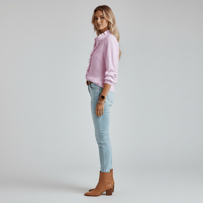 Feminine Gathering Detail Women's Long Sleeve Top