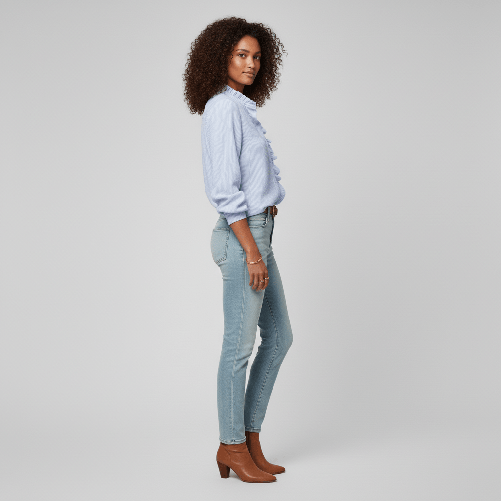 Feminine Gathering Detail Women's Long Sleeve Top