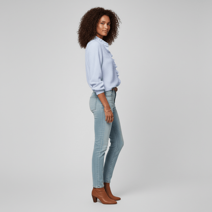 Feminine Gathering Detail Women's Long Sleeve Top