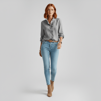 Feminine Gathering Detail Women's Long Sleeve Top