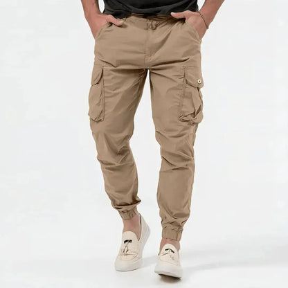 Men's Cotton Cargo Joggers Stretch Black