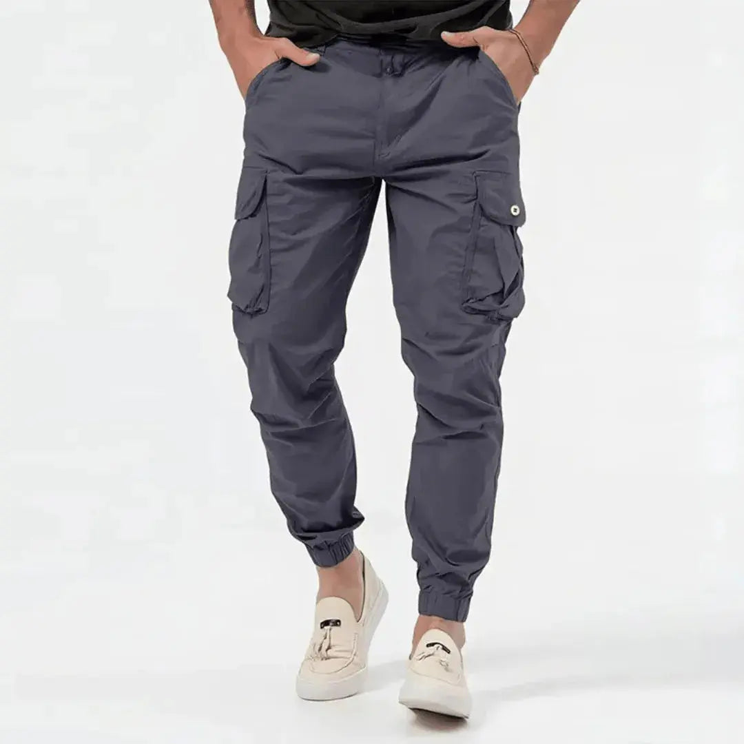 Men's Cotton Cargo Joggers Stretch Black