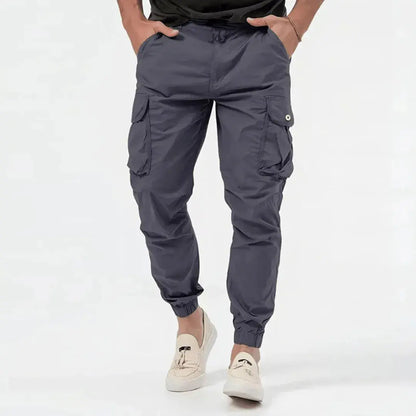 Men's Cotton Cargo Joggers Stretch Black