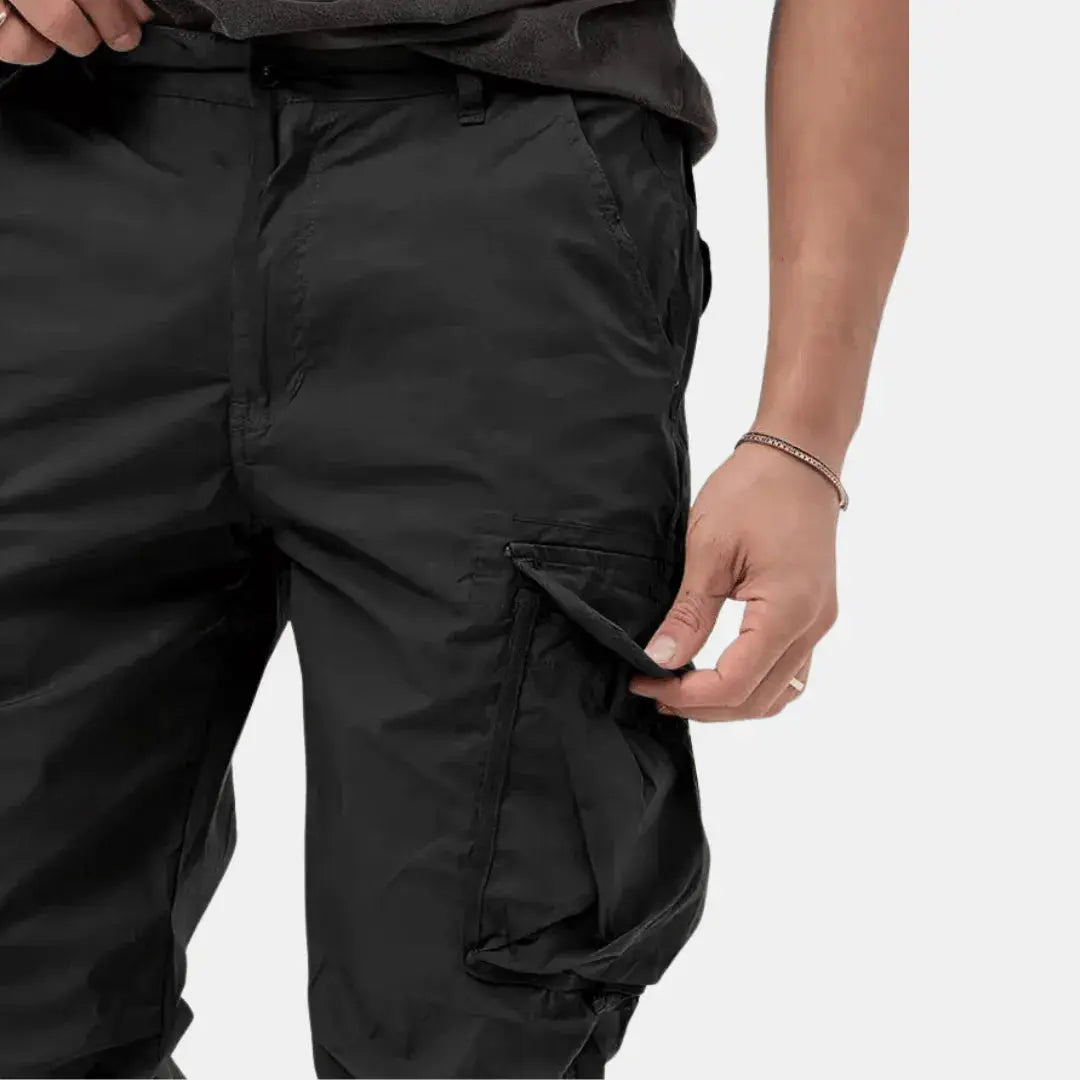 Men's Cotton Cargo Joggers Stretch Black