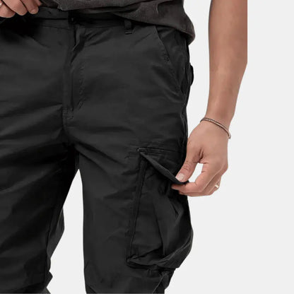 Men's Cotton Cargo Joggers Stretch Black