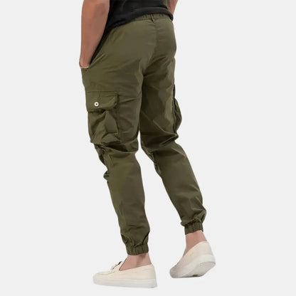 Men's Cotton Cargo Joggers Stretch Black