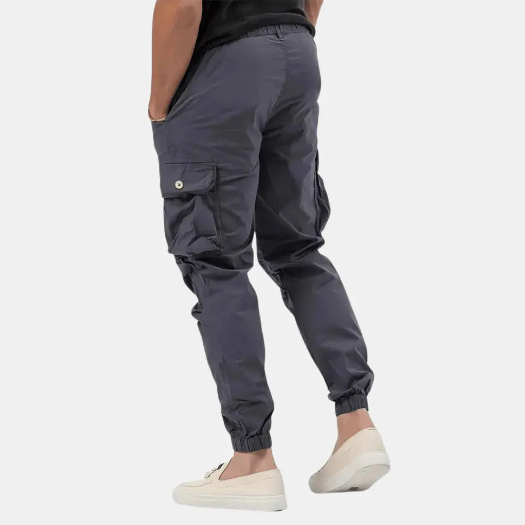 Men's Cotton Cargo Joggers Stretch Black