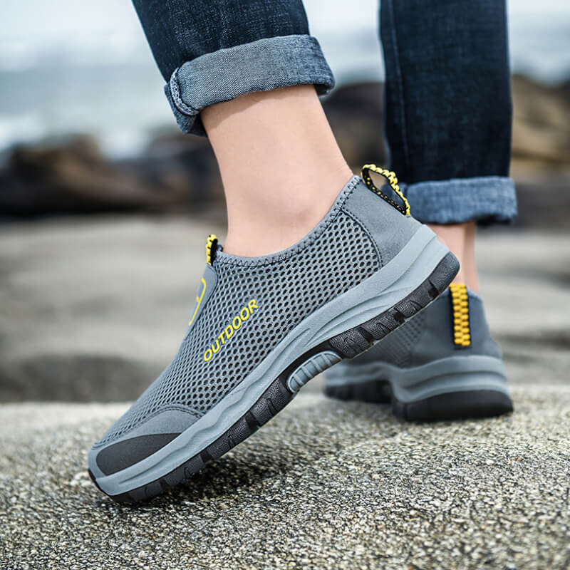 Comfortable Slip-on - Supportive Gray Walking Shoes