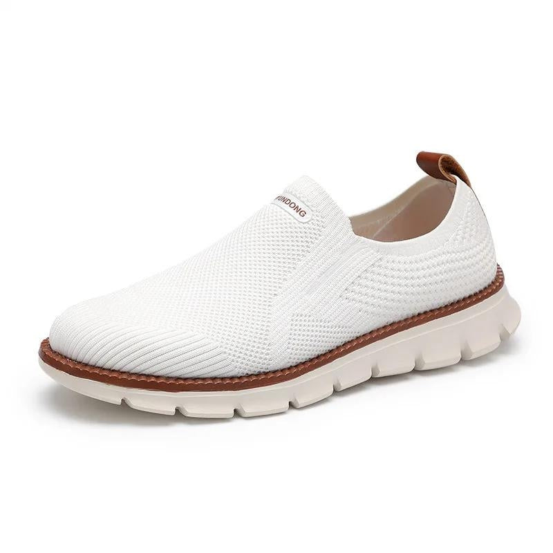Soft Slip-on - Elastic Fit Airy White Sneakers - OutfitLondon