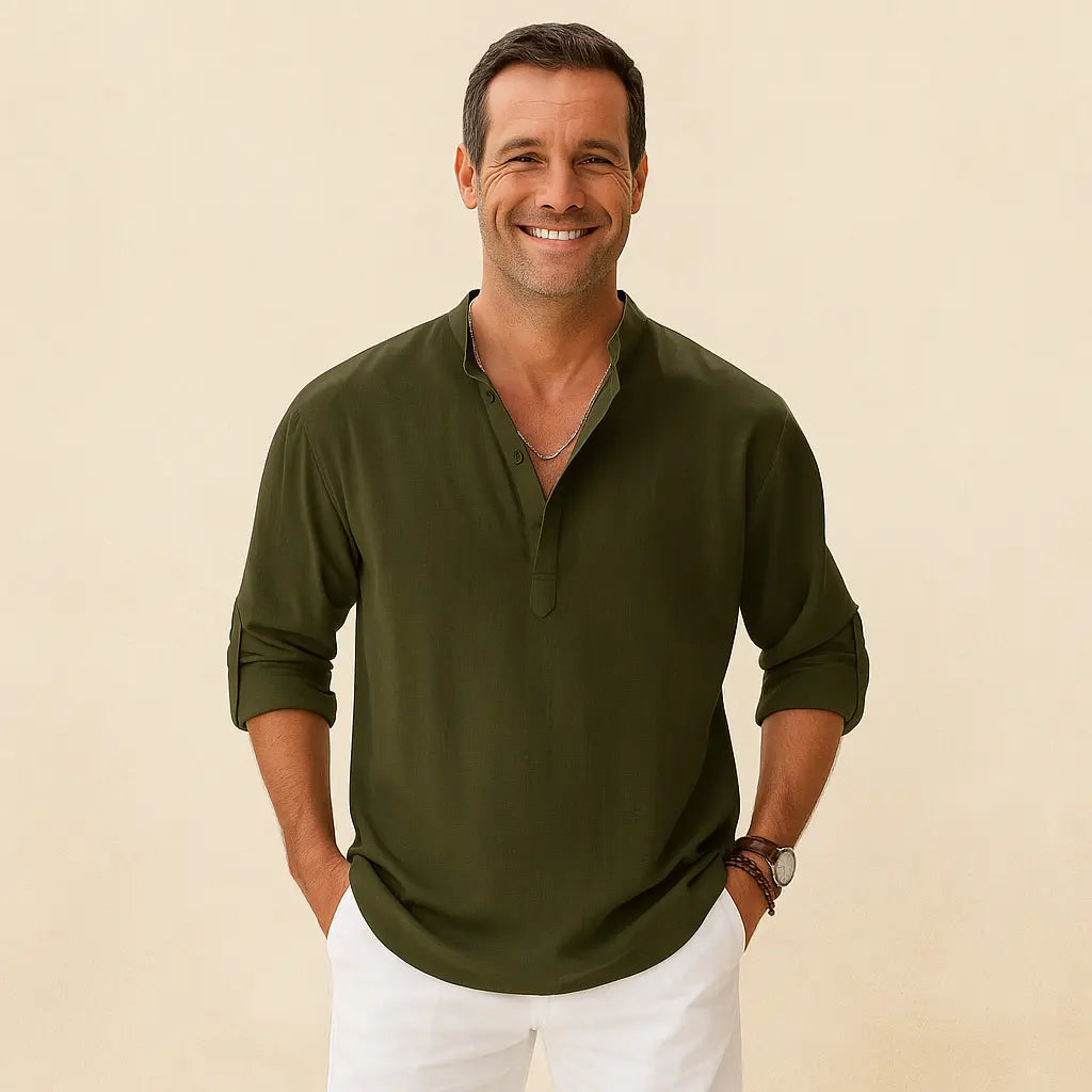 Rugged Long Sleeve Mens Henley Shirt