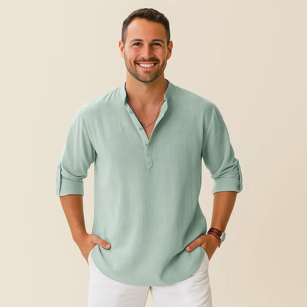 Rugged Long Sleeve Mens Henley Shirt