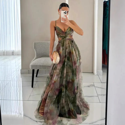 Elegant Women's Floral Evening Gown - OutfitLondon