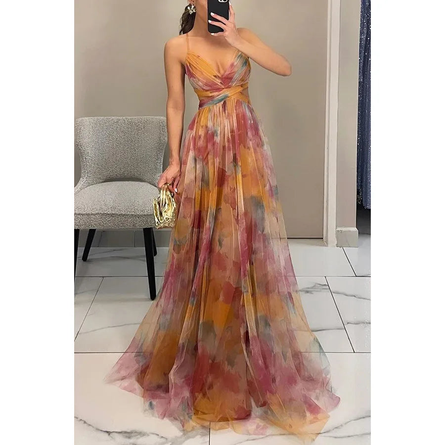 Elegant Women's Floral Evening Gown