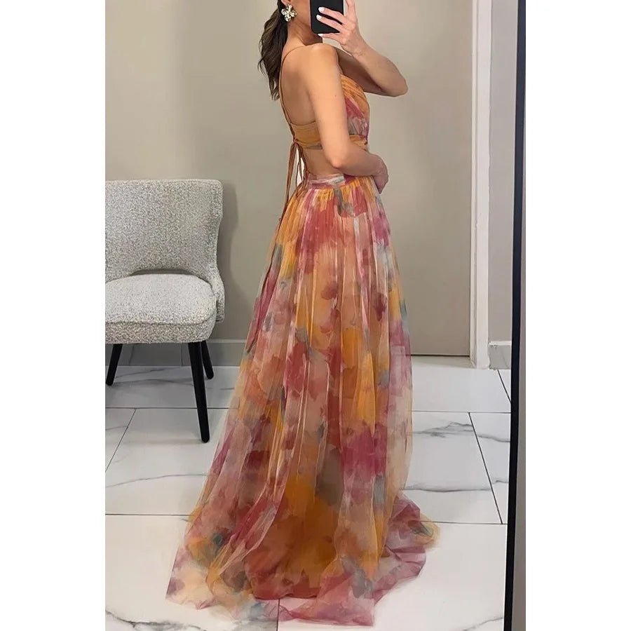 Elegant Women's Floral Evening Gown