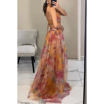 Elegant Women's Floral Evening Gown