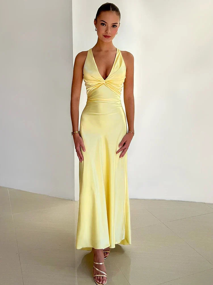 Elegant Floor Length Sleeveless Dress - OutfitLondon