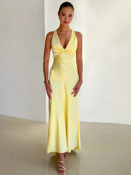 Elegant Floor Length Sleeveless Dress - OutfitLondon