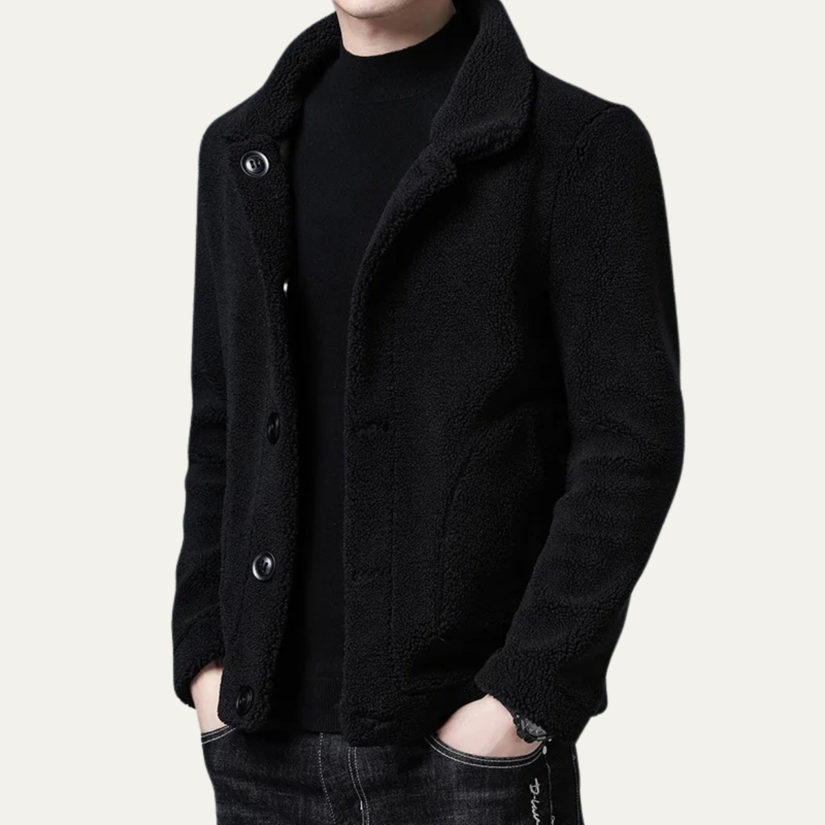 Men's Thick Insulated Fleece Coat with Pockets