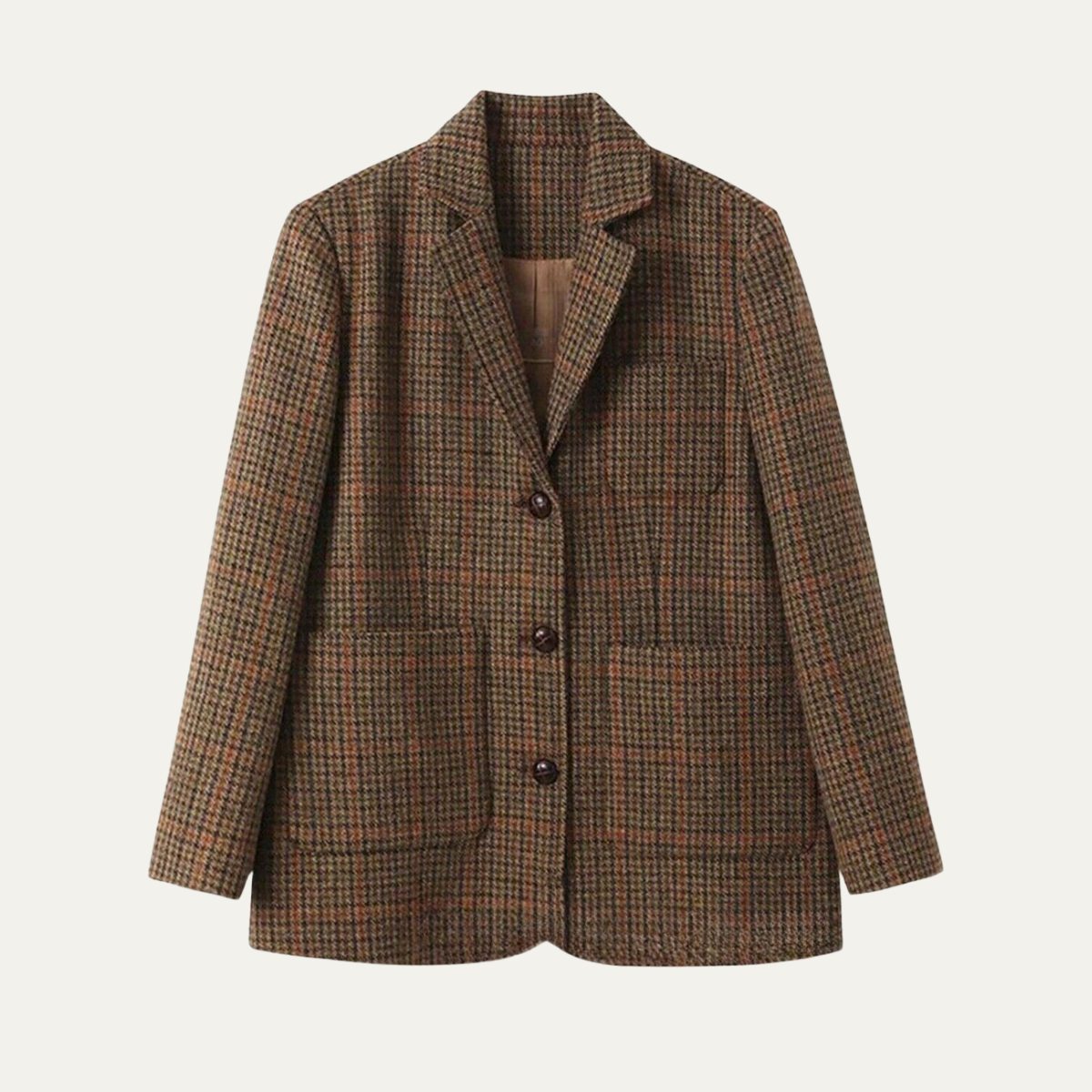 Classic Men's Brown Plaid Wool Blazer Jacket - OutfitLondon