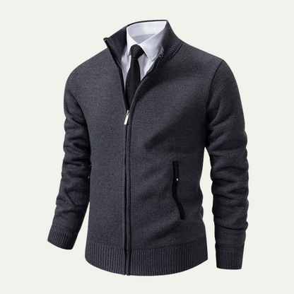 Warm Men's Fleece Zip Up Cardigan with Pockets