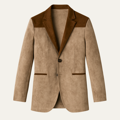 Men's Classic Slim Fit Tan Suede Blazer Jacket - OutfitLondon