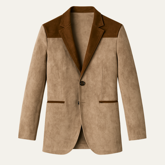Men's Classic Slim Fit Tan Suede Blazer Jacket - OutfitLondon