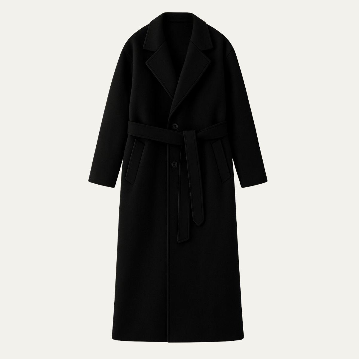 Classic Mens Wool Overcoat with Waist Belt - OutfitLondon