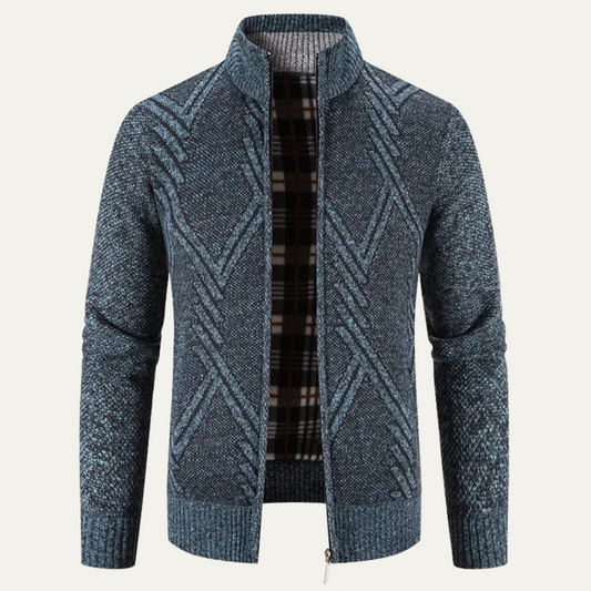 Men's Patterned Zipper Sweater Cardigan - OutfitLondon