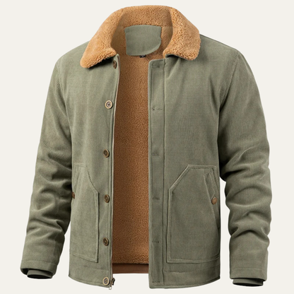 Warm Mens Sherpa Collar Cord Jacket - OutfitLondon