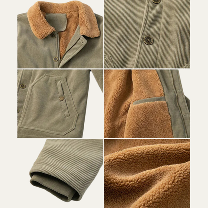 Warm Mens Sherpa Collar Cord Jacket