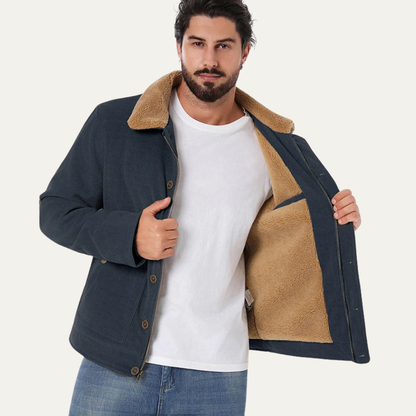 Warm Mens Sherpa Collar Cord Jacket