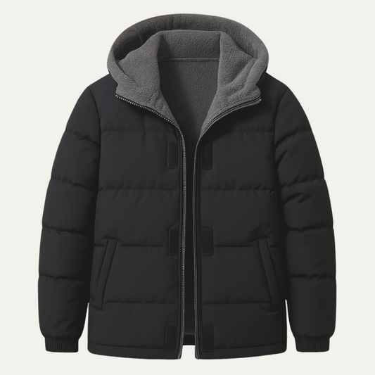 Warm Men's Fleece Lined Puffer Coat - OutfitLondon