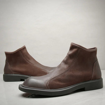 Simple Brown Leather Chelsea Boots