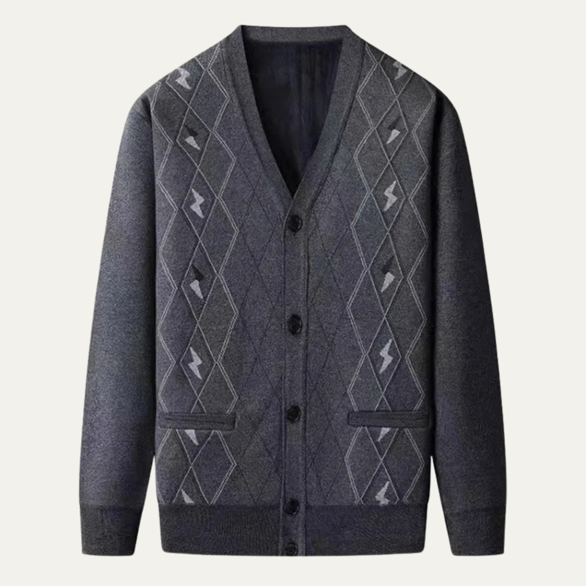 Men's Classic Patterned V-Neck Sweater