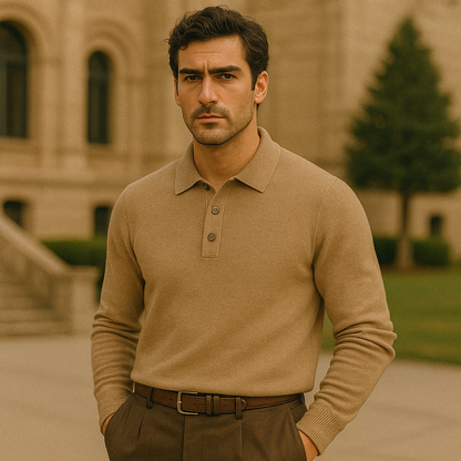Classic Men's Long-Sleeve Polo Shirt