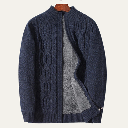 Warm Fleece Lined Men's Wool Sweater
