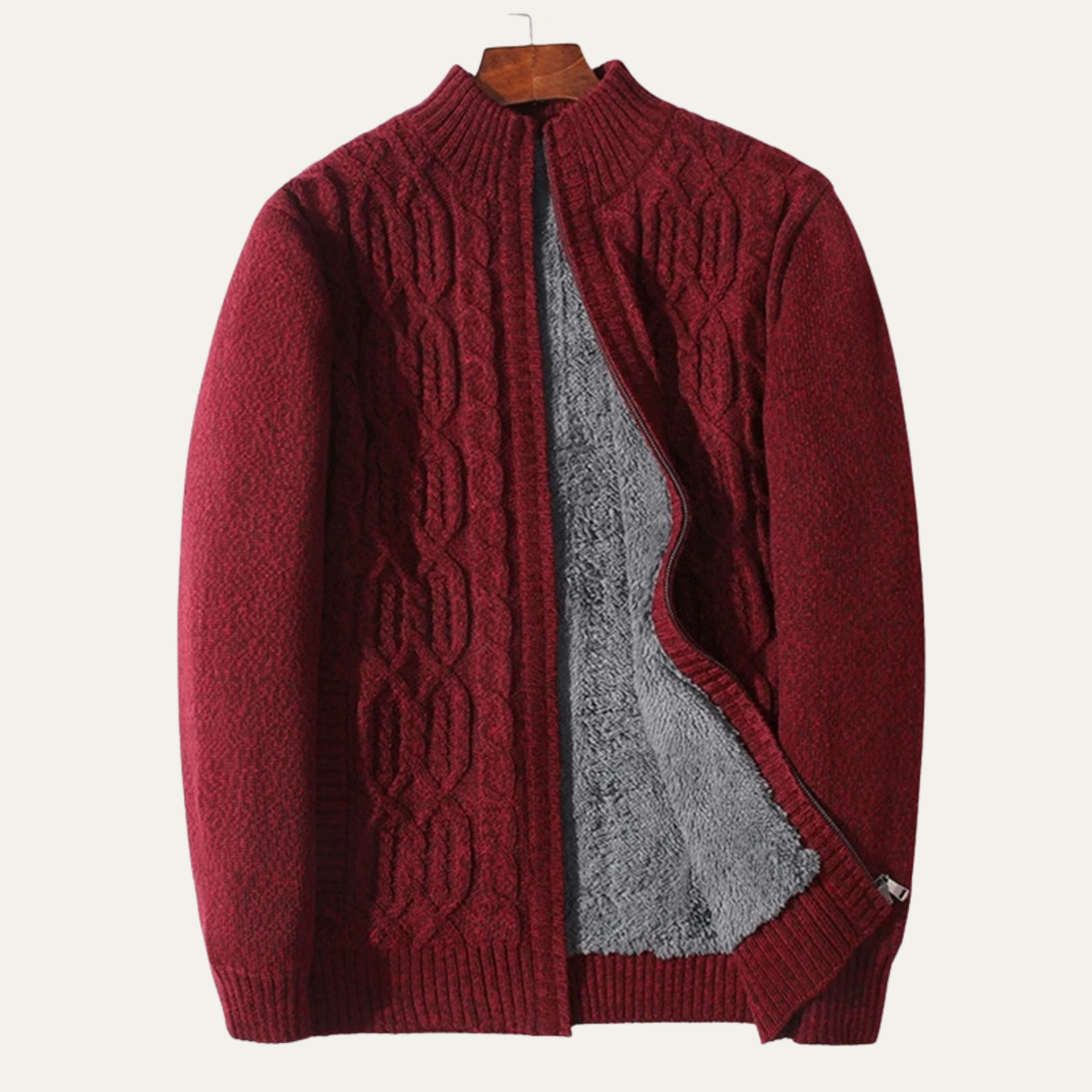 Warm Fleece Lined Men's Wool Sweater