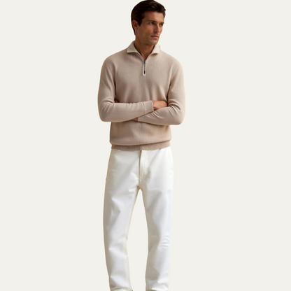 Men's Cable Pattern Zip Up Sweater