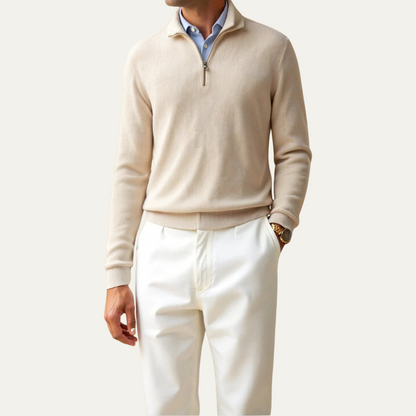 Men's Cable Pattern Zip Up Sweater